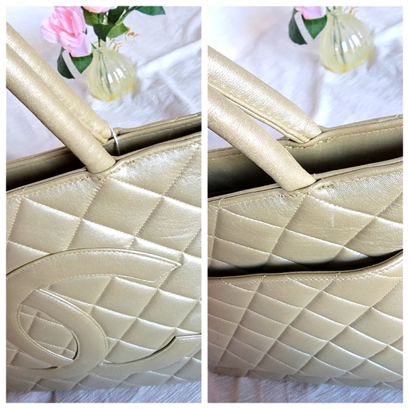 COA💓🔥CHANEL Iridescent Pearl Lambskin Medallion Tote /COA - Picture 12 of 14